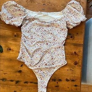 Free People Floral Puff Sleeve Bodysuit - Multicolor